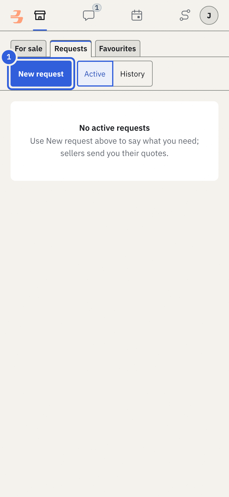 On the market, open the Requests tab and click New request. Or filter the market first, then click Post this as a request: your filters fill in the form.